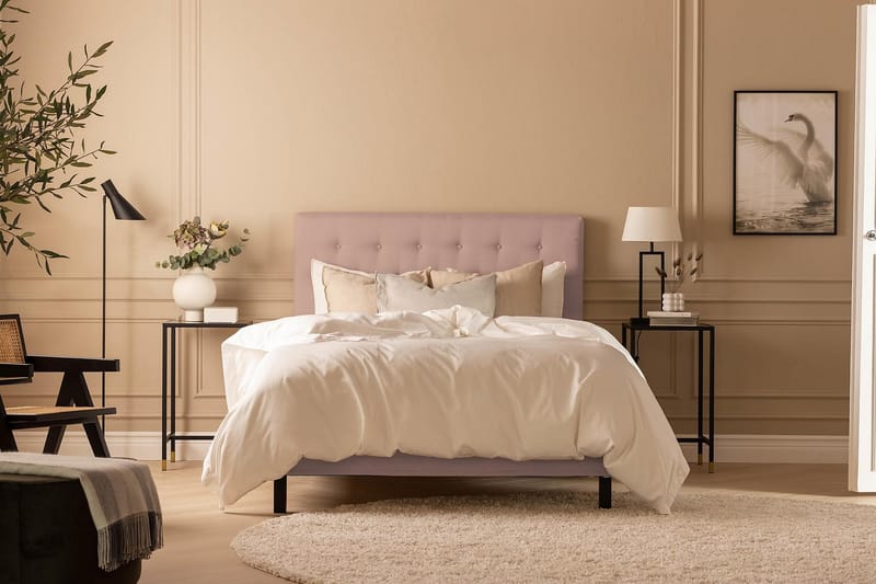 Scarlett Sengepakke 140x200 Lateksmadrass - Knappet gavl Rosa - Møbler - Senger - Kontinentalsenger