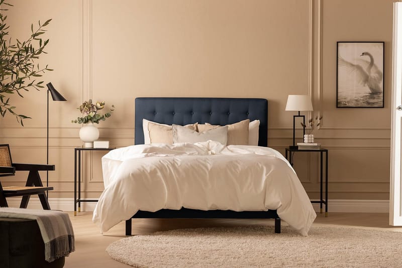 Scarlett Sengepakke 140x200 Memorymadrass - Knappet gavl Blå - Møbler - Senger - Kontinentalsenger