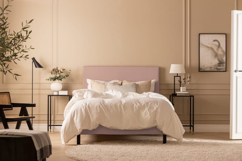Scarlett Sengepakke 140x200 Skummadrass - Glatt gavl Rosa - Møbler - Senger - Komplett sengepakke