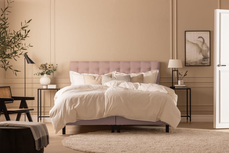 Scarlett Sengepakke 180x200 Skummadrass - Dypheftet gavl Rosa - Møbler - Senger - Komplett sengepakke