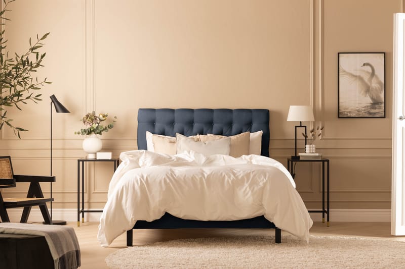 Scarlett Sengepakke 90x200 Skummadrass - Dypheftet gavl Blå - Møbler - Senger - Kontinentalsenger