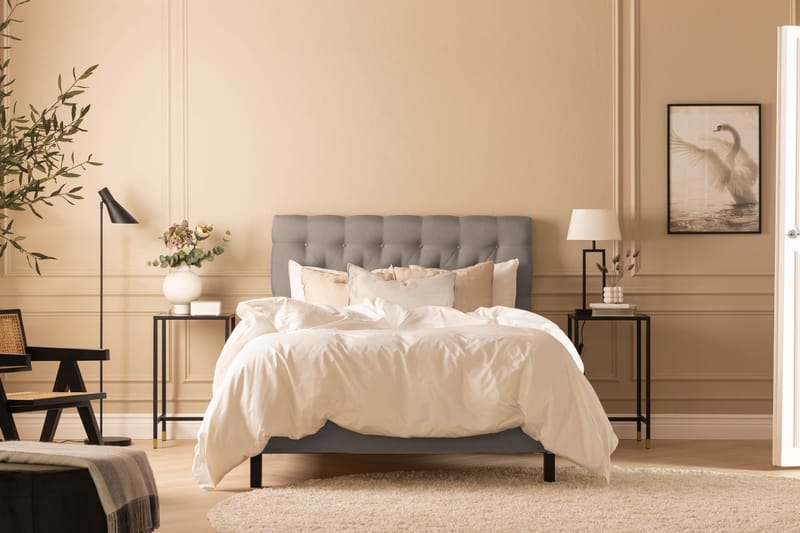 Scarlett Sengepakke 90x200 Skummadrass - Dypheftet gavl Grå - Møbler - Senger - Kontinentalsenger