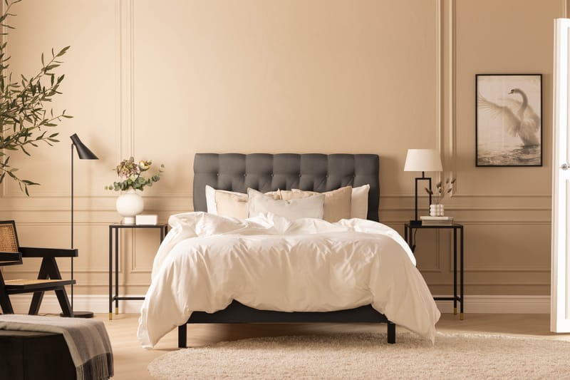 Scarlett Sengepakke 90x200 Skummadrass - Dypheftet gavl Mørkegrå - Møbler - Senger - Kontinentalsenger