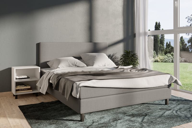 Select No 1 Komplett Sengepakke 210x210 - Lysegrå/Svarta Ben - Møbler - Senger - Komplett sengepakke