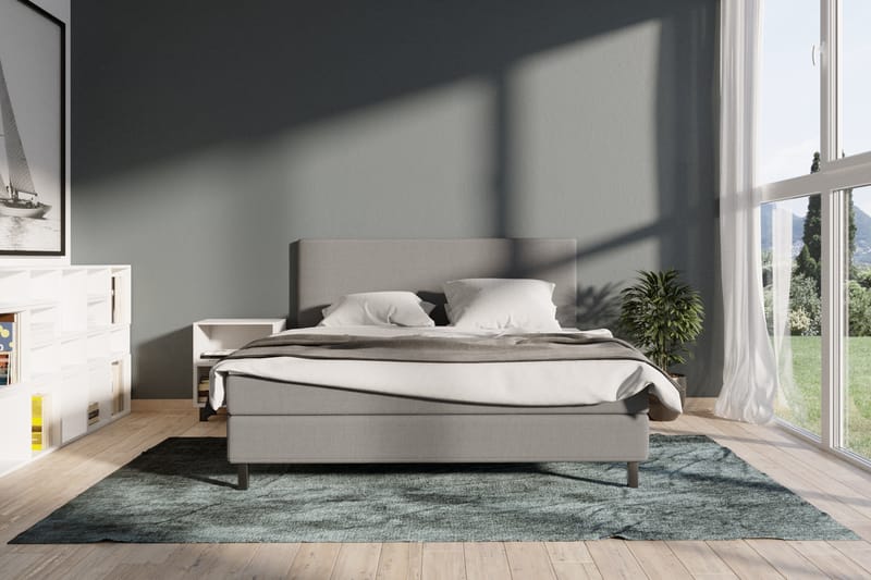 Select No 1 Komplett Sengepakke 210x210 - Lysegrå/Svarta Ben - Møbler - Senger - Komplett sengepakke