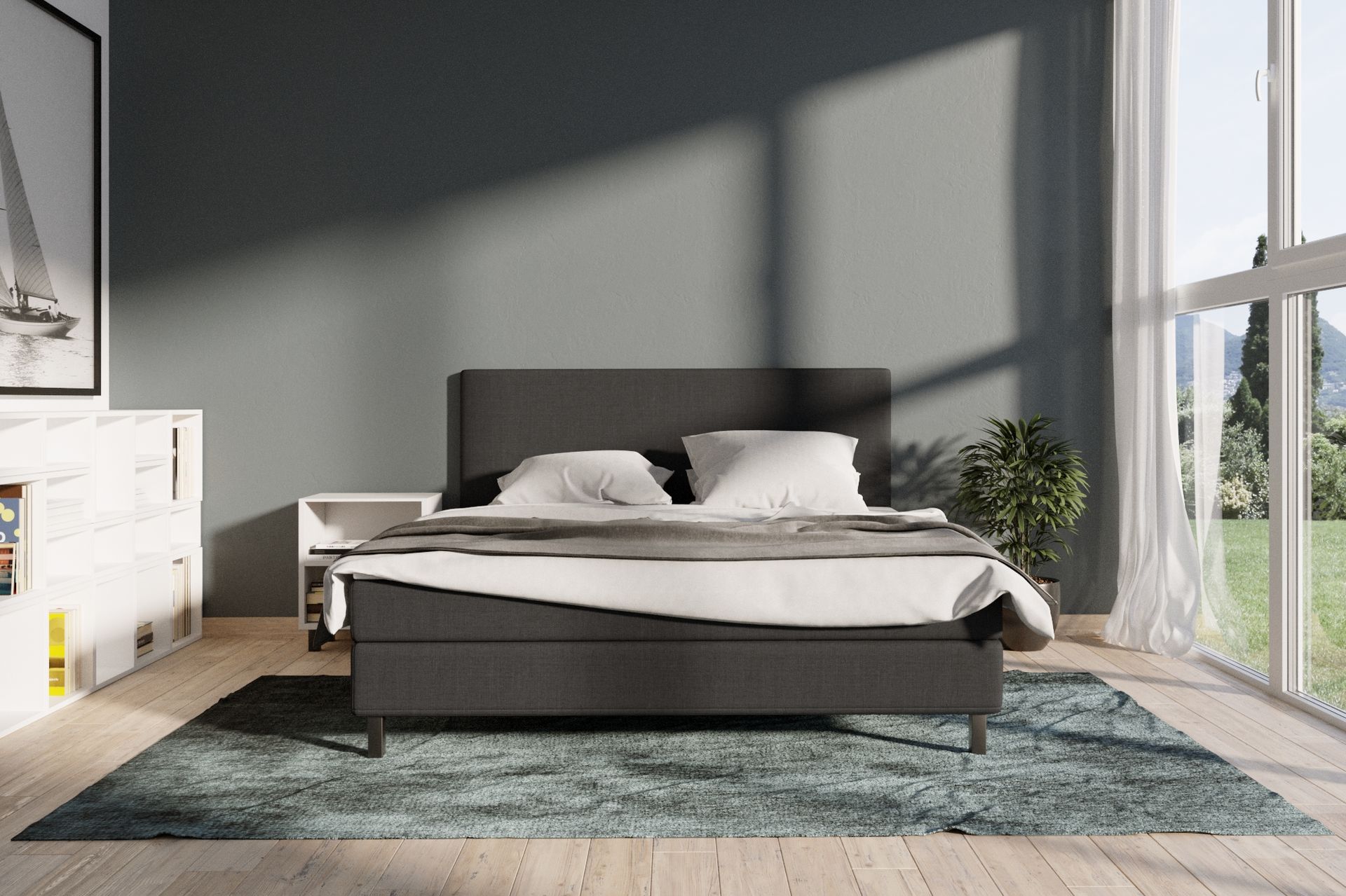 Select No 1 Komplett Sengepakke 210x210 - Mørkegrå/Svarta Ben - Møbler - Senger - Komplett sengepakke