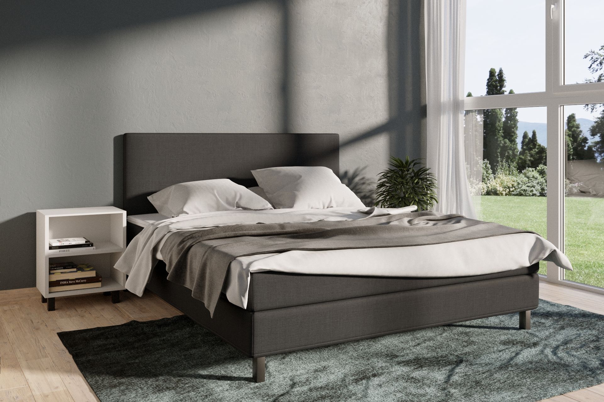 Select No 1 Komplett Sengepakke 210x210 - Mørkegrå/Svarta Ben - Møbler - Senger - Komplett sengepakke