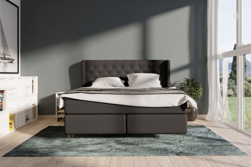 Select No 3 Komplett Sengepakke 120x200 Fast - Mørkegrå/Metallben - Komplett sengepakke - Kontinentalsenger