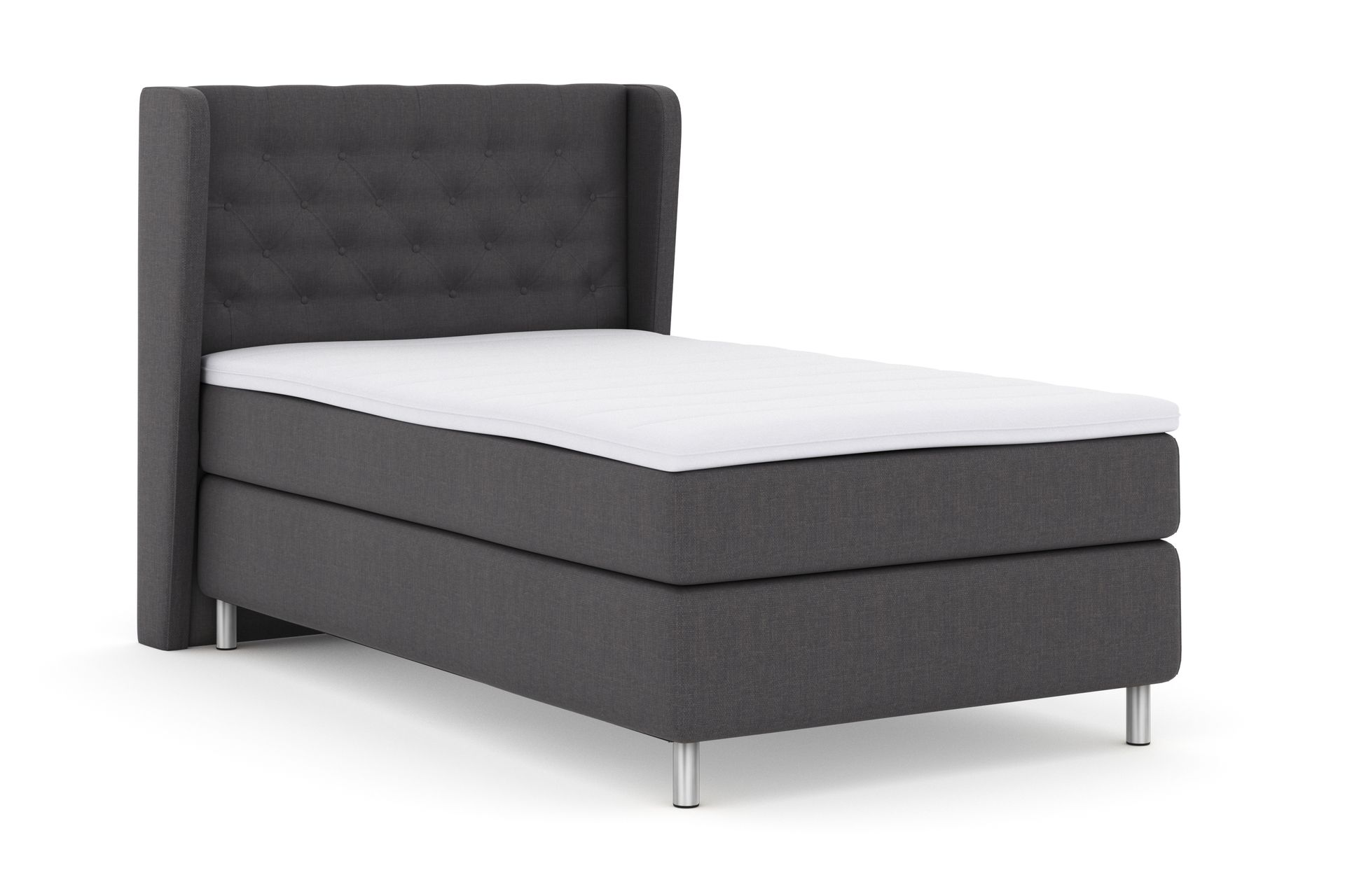 Select No 3 Komplett Sengepakke 120x200 Fast - Mørkegrå/Metallben - Møbler - Senger - Komplett sengepakke