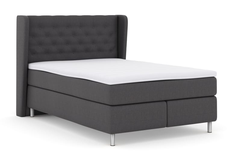 Select No 3 Komplett Sengepakke 140x200 Fast - Mørkegrå/Metallben - Møbler - Senger - Komplett sengepakke