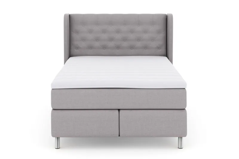 Select No 3 Komplett Sengepakke 140x200 Medium - Lysegrå/Metallben - Møbler - Senger - Kontinentalsenger