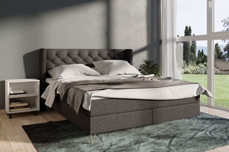 Select No 3 Komplett Sengepakke 160x200 Fast - Mørkegrå/Metallben - Møbler - Senger - Kontinentalsenger