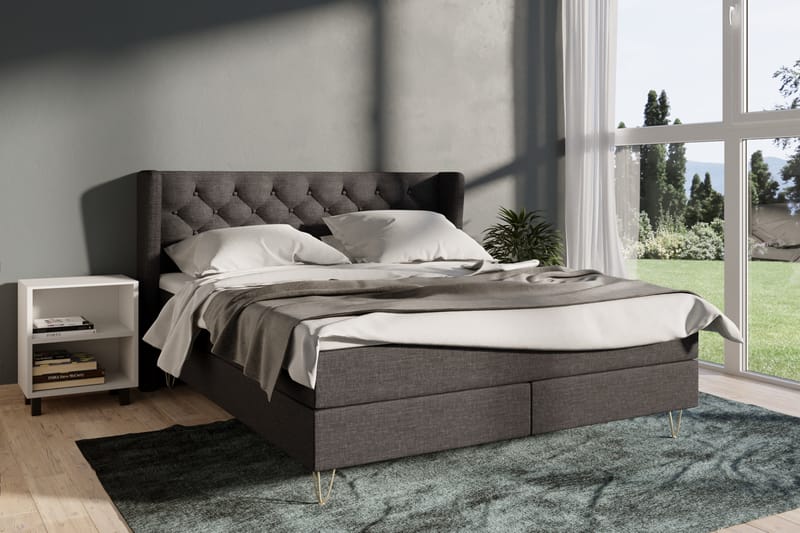 Select No 3 Komplett Sengepakke 160x200 Fast - Mørkegrå/Metallben - Møbler - Senger - Komplett sengepakke