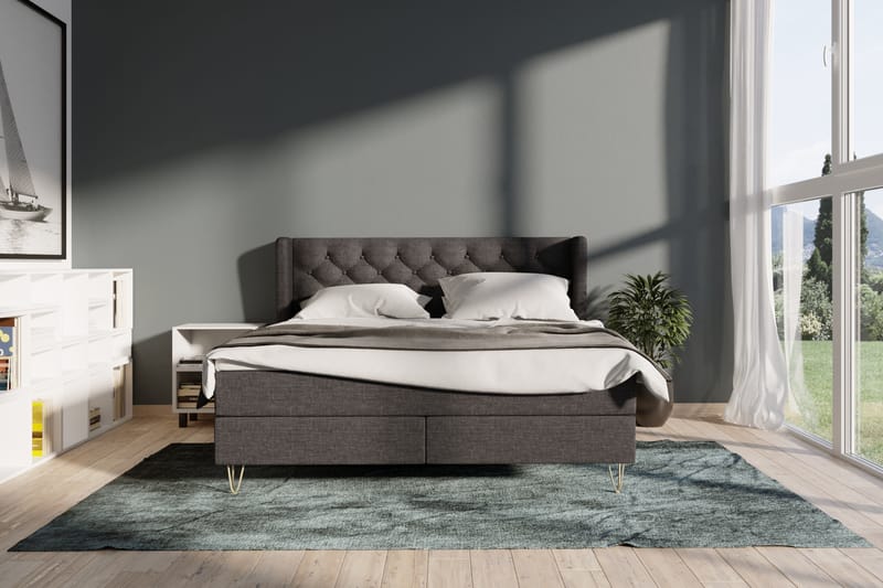 Select No 3 Komplett Sengepakke 160x200 Fast - Mørkegrå/Metallben - Møbler - Senger - Komplett sengepakke
