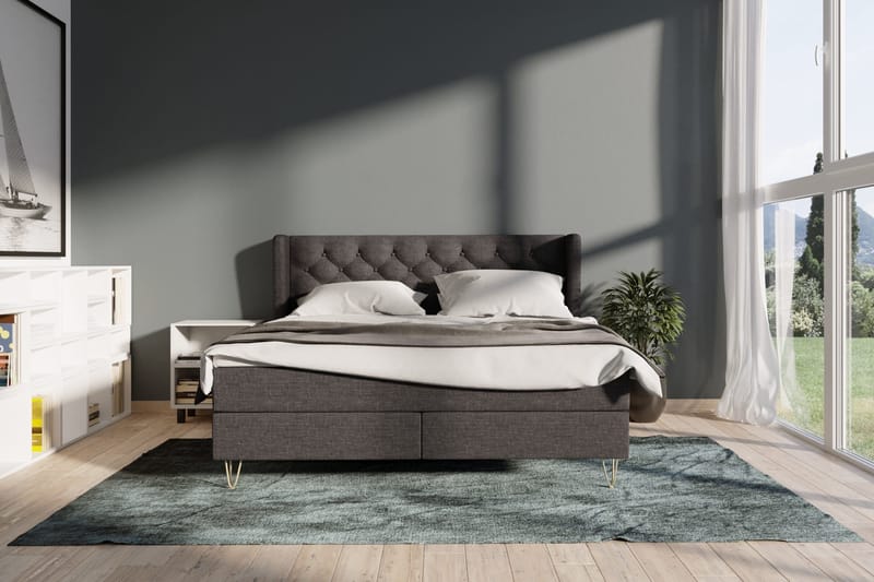 Select No 3 Komplett Sengepakke 160x200 Fast - Mørkegrå/Metallben - Møbler - Senger - Kontinentalsenger