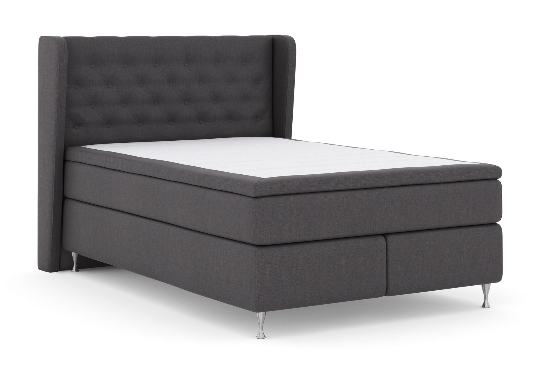 Select No 4 Komplett Sengepakke 140x200 Fast - Mørkegrå/Sølvben - Møbler - Senger - Komplett sengepakke