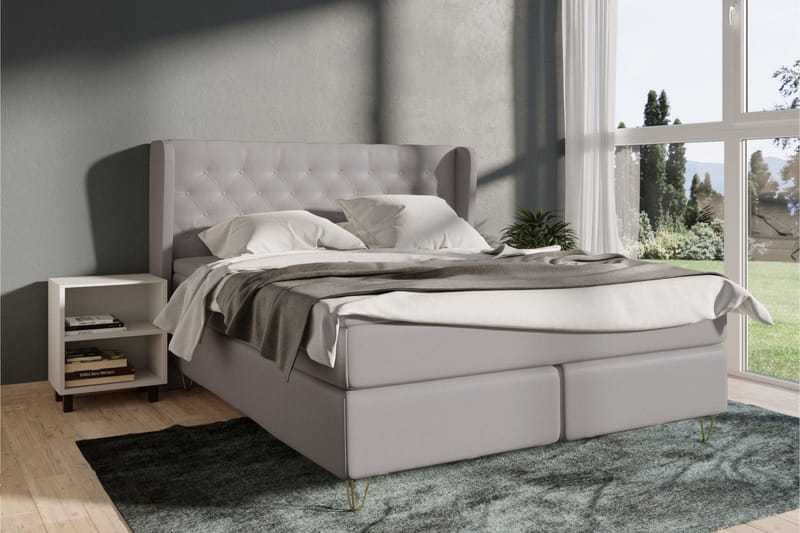 Select No 4 Komplett Sengepakke 160x200 Medium - Lysegrå/V-formede Metallben - Møbler - Senger - Kontinentalsenger