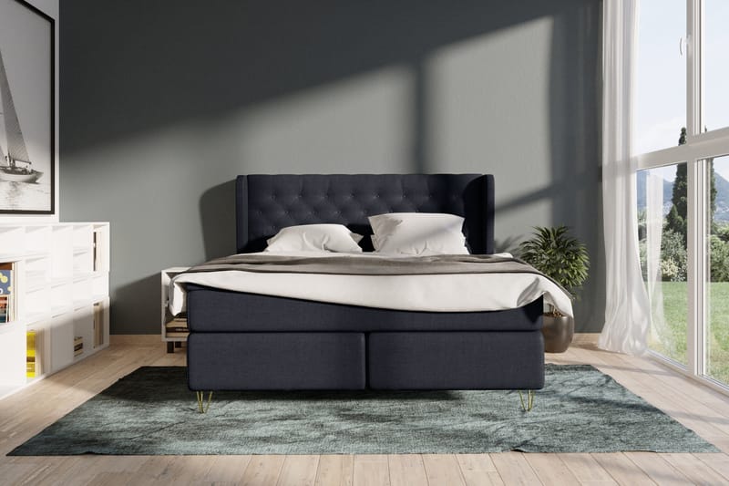 Select No 4 Komplett Sengepakke 180x200 Fast - Blå/V-formede Metallben - Møbler - Senger - Komplett sengepakke