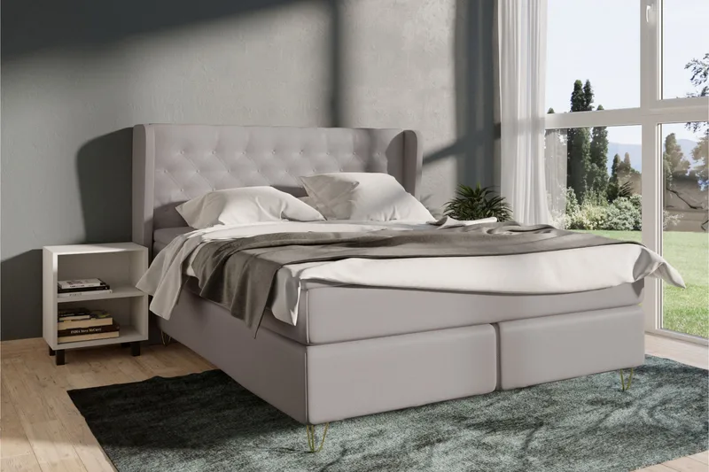 Select No 4 Komplett Sengepakke 180x200 Fast - Lysegrå/Metallben - Møbler - Senger - Kontinentalsenger