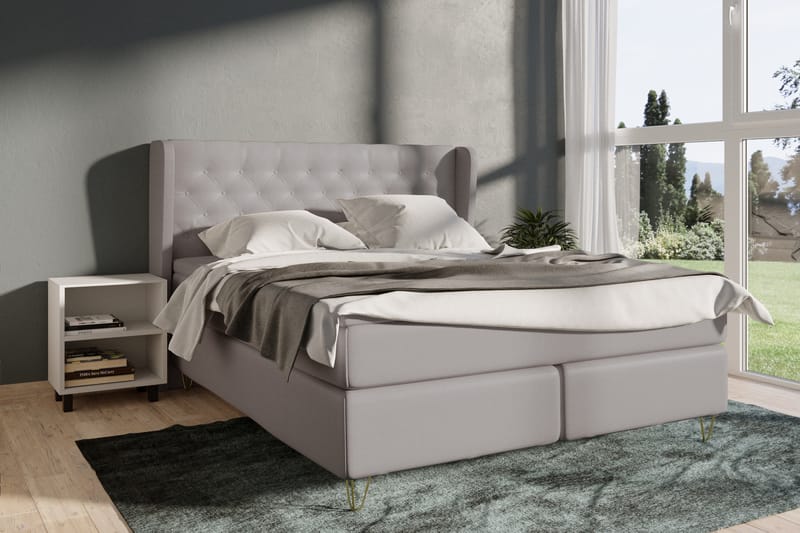 Select No 4 Komplett Sengepakke 180x200 Fast - Lysegrå/V-formede Metallben - Møbler - Senger - Komplett sengepakke
