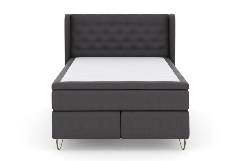 Select No 5 Komplett Sengepakke 140x200 Fast/Medium Watergel, Mørkegrå/V-formede Metallben