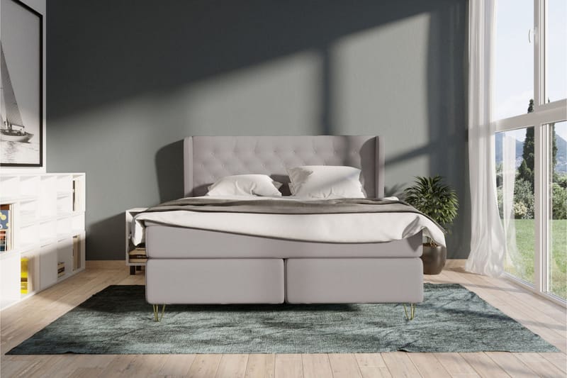 Select No 5 Komplett Sengepakke 160x200 Fast Lateks - Lysegrå/V-formede Metallben - Møbler - Senger - Komplett sengepakke