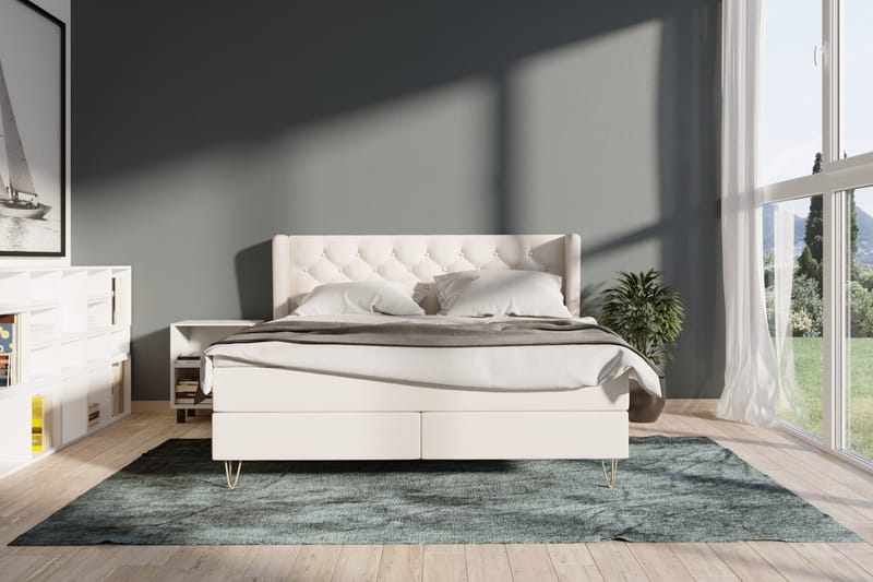 Select No 5 Komplett Sengepakke 210x210 Fast Lateks - Beige/Gullben - Møbler - Senger - Kontinentalsenger