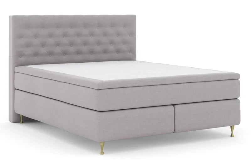 Select No 6 Komplett Sengepakke 160x200 F/M Memory/Pocket - Lysegrå/Gullben - Møbler - Senger - Kontinentalsenger