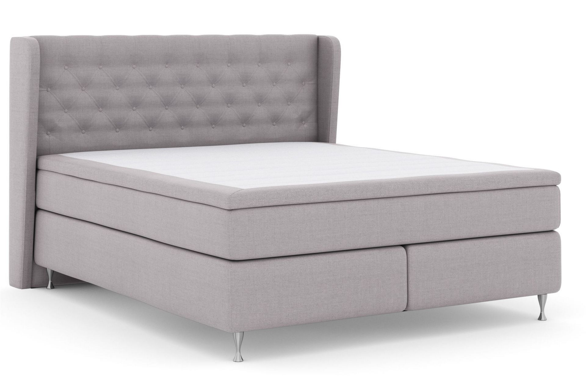 Select No 6 Komplett Sengepakke 210x210 Fast Watergel - Lysegrå/Sølvben - Møbler - Senger - Komplett sengepakke