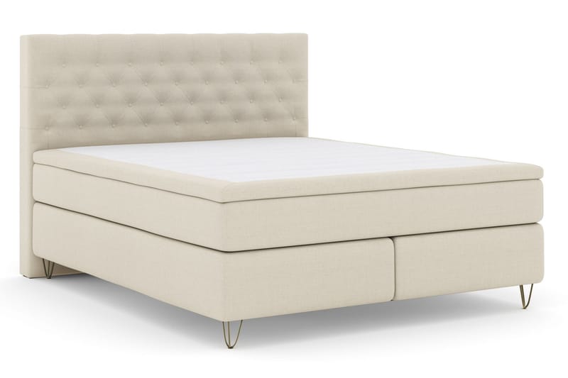 Select No 6 Komplett Sengepakke 210x210 Fast/Medium Watergel - Beige/V-formede Metallben - Komplett sengepakke - Kontinentalsenger - Dobbeltsenger - Familieseng