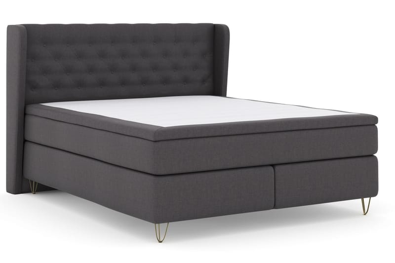 Select No 6 Komplett Sengepakke 210x210 Fast/Medium Watergel - Mørkegrå/V-formede Metallben - Møbler - Senger - Kontinentalsenger