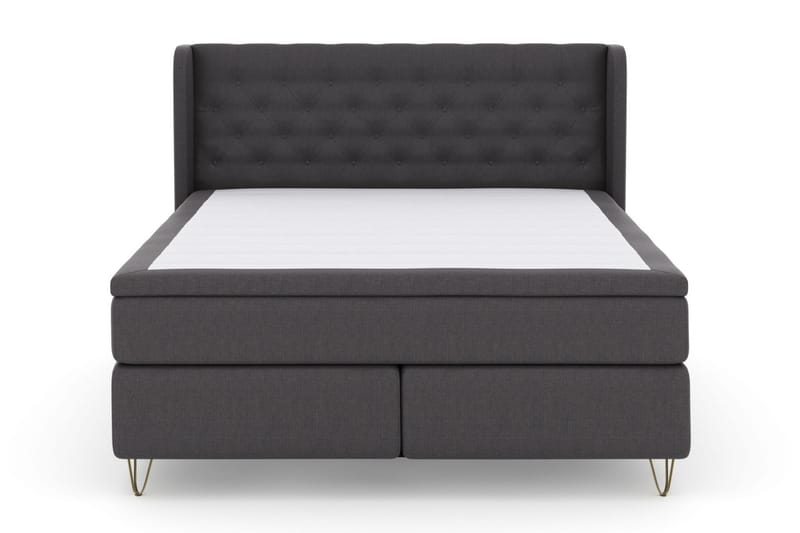Select No 6 Komplett Sengepakke 210x210 Fast/Medium Watergel, Mørkegrå/V-formede Metallben