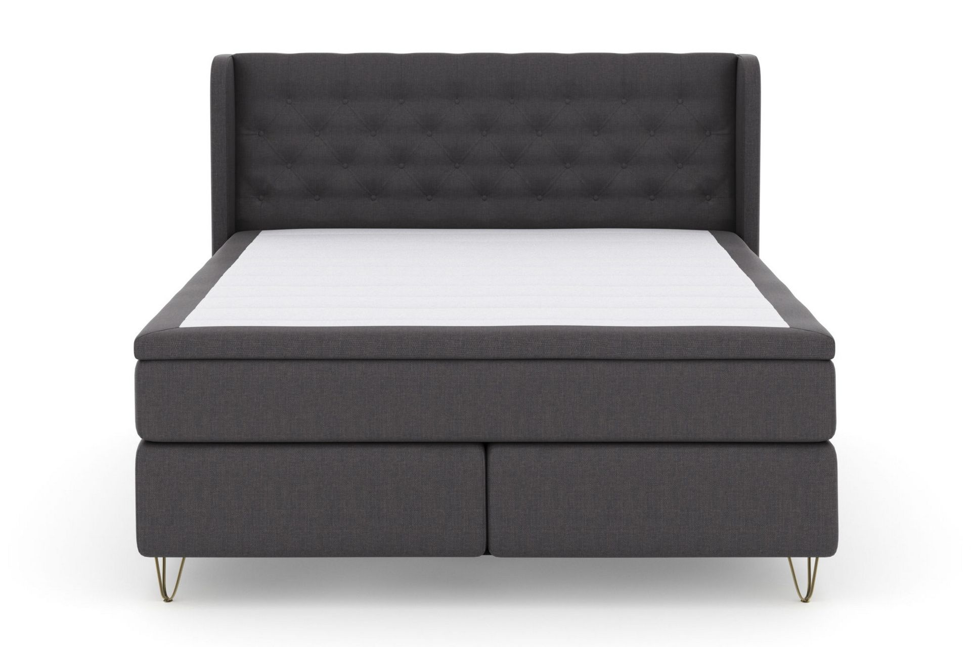 Select No 6 Komplett Sengepakke 210x210 Medium Memory/Pocket - Mørkegrå/V-formede Metallben - Møbler - Senger - Komplett sengepakke