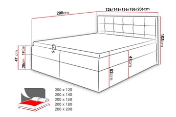 Skaftå kontinentalseng 120x200 - Svart / Grå / Hvit - Møbler - Senger - Kontinentalsenger
