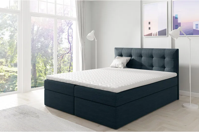 Skaftå kontinentalseng 180x200 - Svart / Blå / Grå / Hvit - Møbler - Senger - Kontinentalsenger