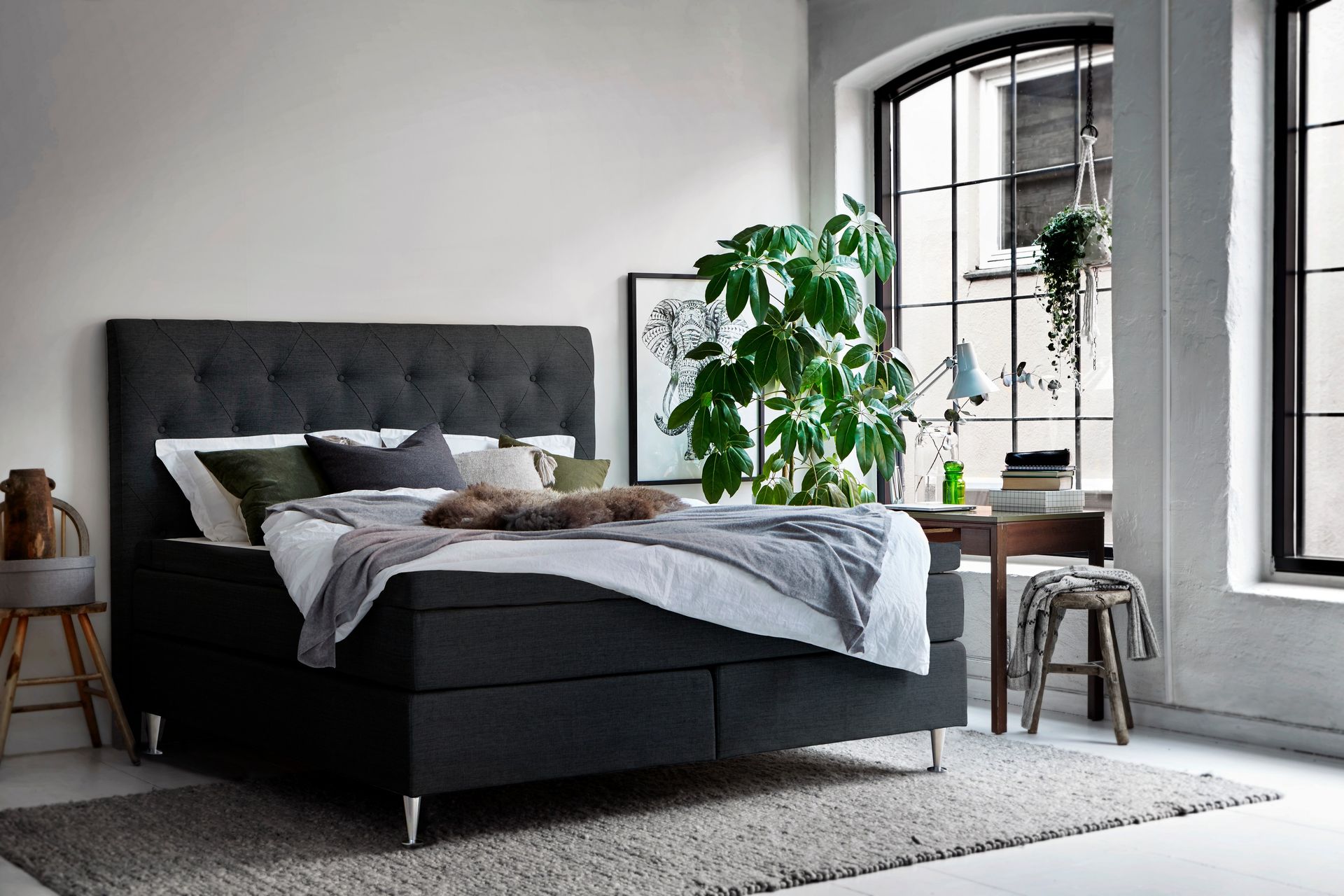 Strömstad Komplett Sängpaket 140x200 - Mørkegrå - Møbler - Senger - Komplett sengepakke