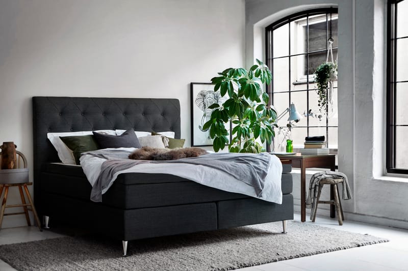 Strömstad Komplett Sängpaket 180x200 - Mørkegrå - Komplett sengepakke - Kontinentalsenger - Dobbeltsenger
