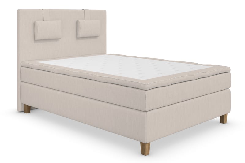 Superior Lyx Komplett Sengepakke 140 cm Beige - Eikeben - Møbler - Senger - Komplett sengepakke