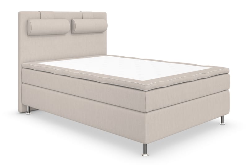 Superior Lyx Komplett Sengepakke 140 cm Beige - Sølvben - Komplett sengepakke - Kontinentalsenger - Dobbeltsenger