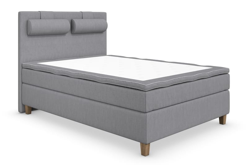 Superior Lyx Komplett Sengepakke 140 cm Lysegrå - Eikeben - Møbler - Senger - Komplett sengepakke