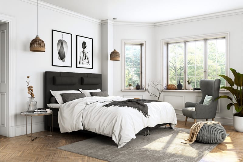 Superior Lyx Komplett Sengepakke 140 cm Svart - Eikeben - Møbler - Senger - Komplett sengepakke