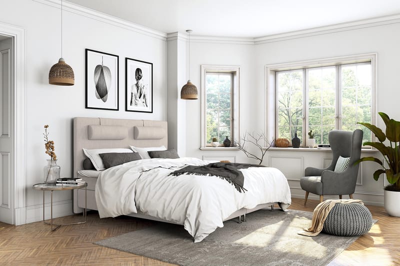Superior Lyx Komplett Sengepakke 160 cm Beige - Sølvben - Møbler - Senger - Komplett sengepakke