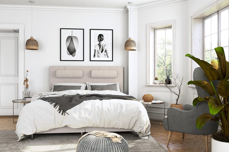 Superior Lyx Komplett Sengepakke 160 cm Beige - Sølvben - Møbler - Senger - Komplett sengepakke