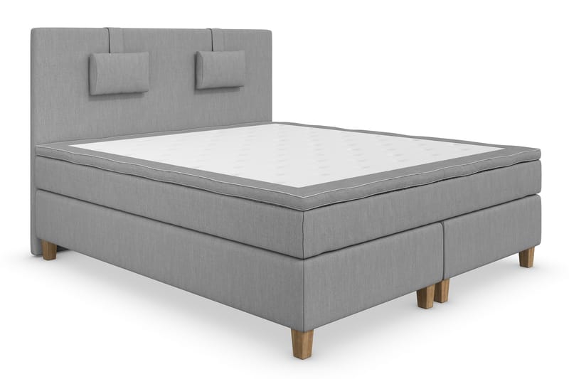 Superior Lyx Komplett Sengepakke 160 cm Lysegrå - Eikeben - Møbler - Senger - Komplett sengepakke