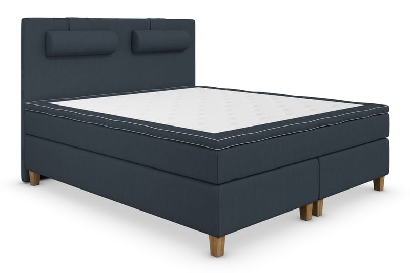 Superior Lyx Komplett Sengepakke 160 cm Mørkeblå - Eikeben - Komplett sengepakke - Kontinentalsenger - Dobbeltsenger