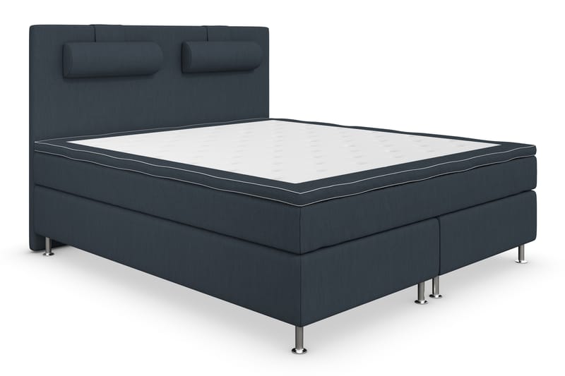 Superior Lyx Komplett Sengepakke 160 cm Mørkeblå - Sølvben - Komplett sengepakke - Kontinentalsenger - Dobbeltsenger