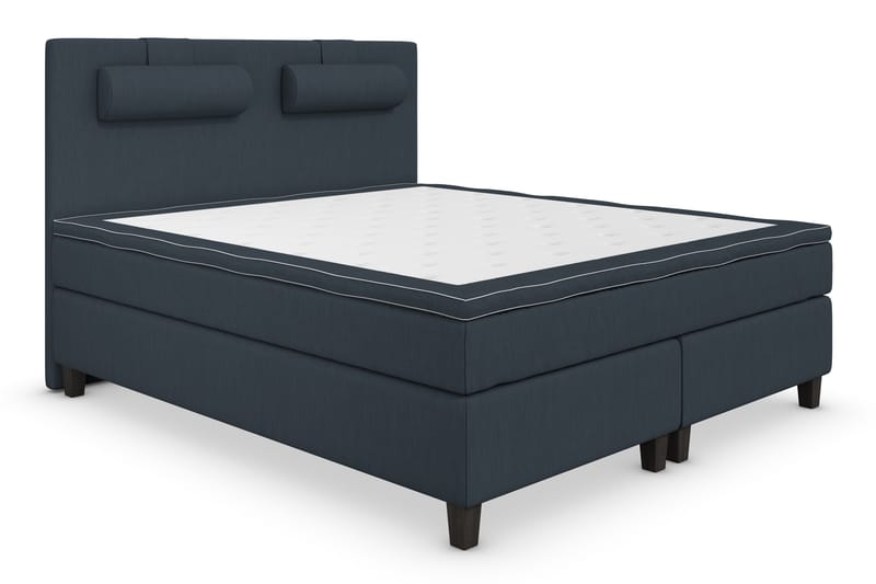 Superior Lyx Komplett Sengepakke 160 cm Mørkeblå - Svarte Ben - Dobbeltsenger - Komplett sengepakke - Kontinentalsenger