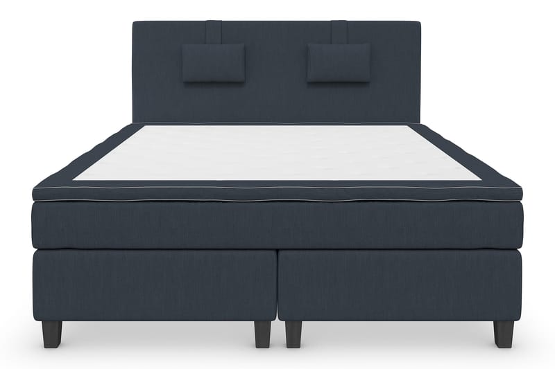 Superior Lyx Komplett Sengepakke 160 cm Mørkeblå - Svarte Ben - Dobbeltsenger - Komplett sengepakke - Kontinentalsenger