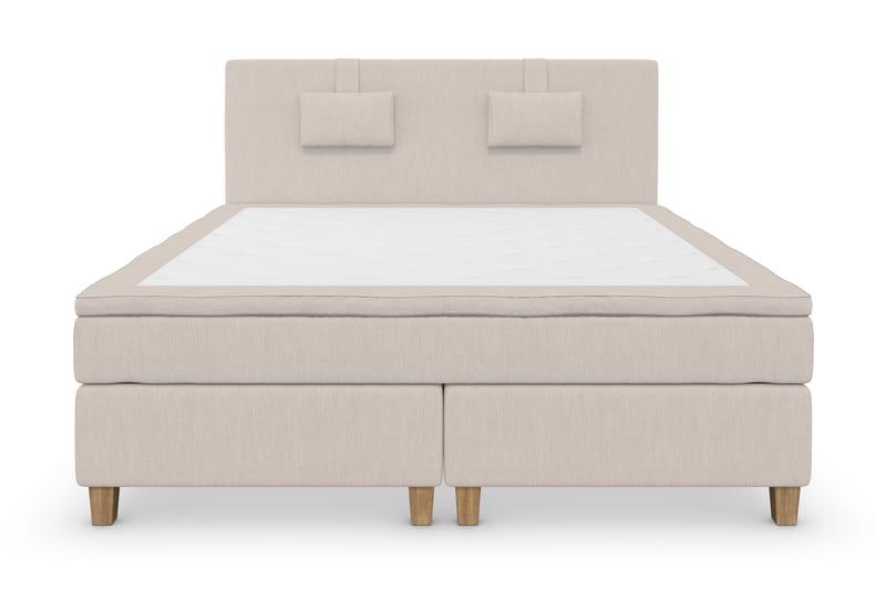 Superior Lyx Komplett Sengepakke 180 cm Beige - Eikeben - Møbler - Senger - Komplett sengepakke