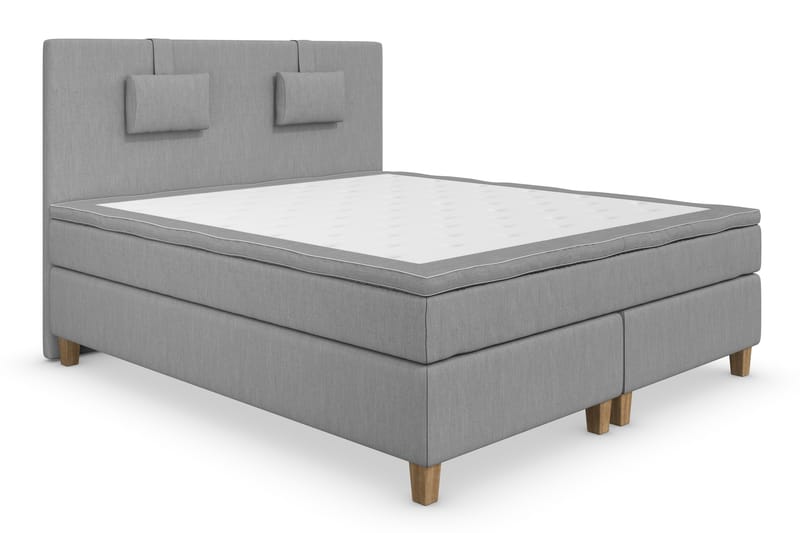 Superior Lyx Komplett Sengepakke 180 cm Lysegrå - Eikeben - Møbler - Senger - Komplett sengepakke